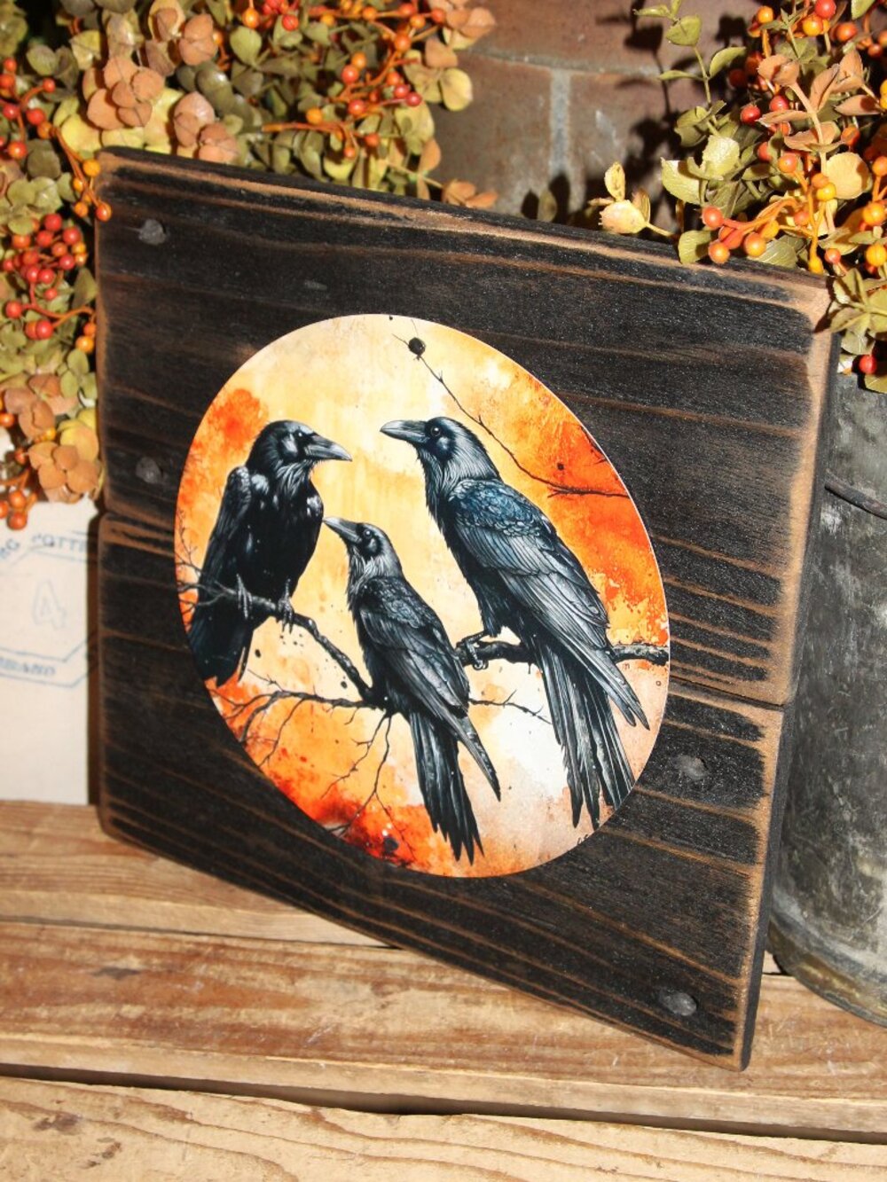 NEW Dark & Moody Black Birds Raven Crow Trio Autumn Fall Farmhouse Wall Decor